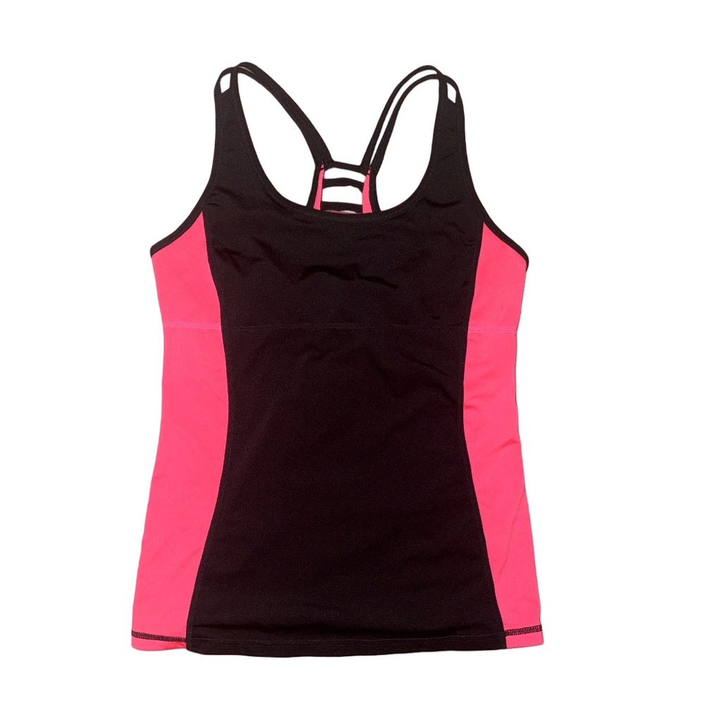 Black Racerback Athletic Tank with Hot Pink Side Panels